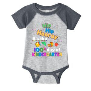 Hip Hip Hooray It's The 100th Day Of Kindergarten Infant Baby Jersey Bodysuit