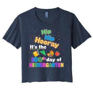 Hip Hip Hooray It's The 100th Day Of Kindergarten Women's Crop Top Tee