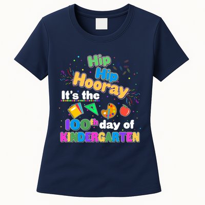 Hip Hip Hooray It's The 100th Day Of Kindergarten Womens T-Shirt