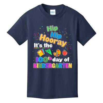 Hip Hip Hooray It's The 100th Day Of Kindergarten Kids T-Shirt