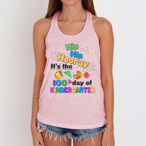 Hip Hip Hooray It's The 100th Day Of Kindergarten Women's Knotted Racerback Tank