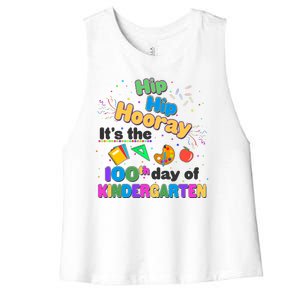 Hip Hip Hooray It's The 100th Day Of Kindergarten Women's Racerback Cropped Tank