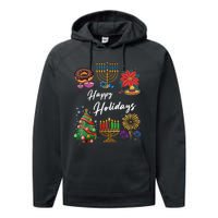 Happy Holidays Hanukkah Feliz Navidad Christmas Kwanzaa Performance Fleece Hoodie