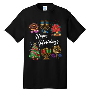 Happy Holidays Hanukkah Feliz Navidad Christmas Kwanzaa Tall T-Shirt