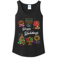 Happy Holidays Hanukkah Feliz Navidad Christmas Kwanzaa Ladies Essential Tank