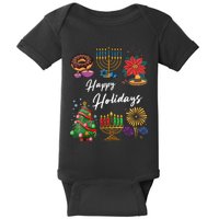 Happy Holidays Hanukkah Feliz Navidad Christmas Kwanzaa Baby Bodysuit