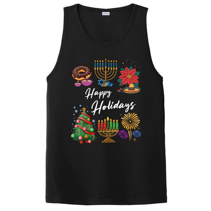 Happy Holidays Hanukkah Feliz Navidad Christmas Kwanzaa PosiCharge Competitor Tank