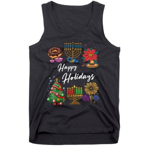 Happy Holidays Hanukkah Feliz Navidad Christmas Kwanzaa Tank Top