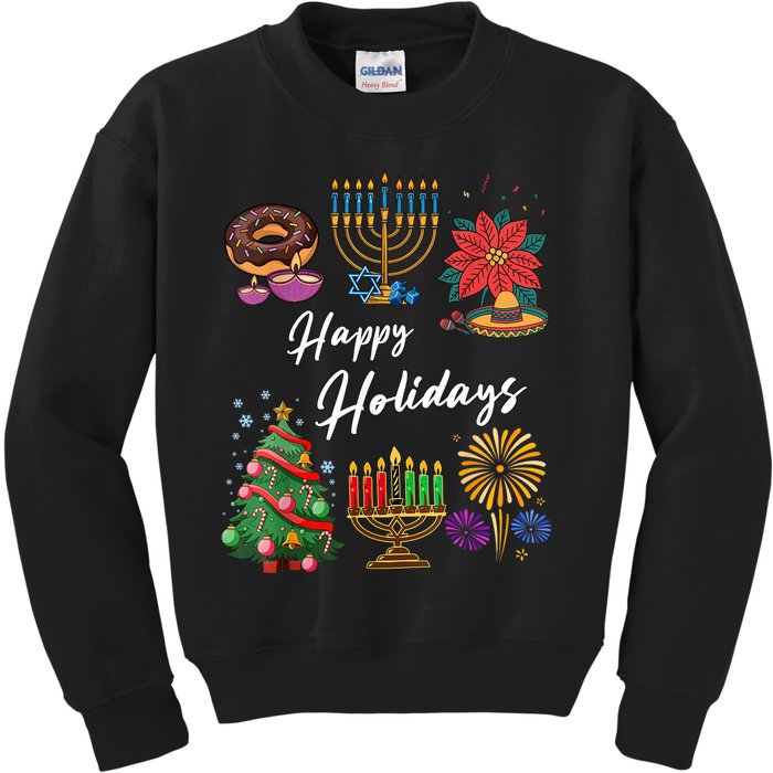 Happy Holidays Hanukkah Feliz Navidad Christmas Kwanzaa Kids Sweatshirt