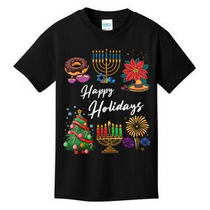 Happy Holidays Hanukkah Feliz Navidad Christmas Kwanzaa Kids T-Shirt