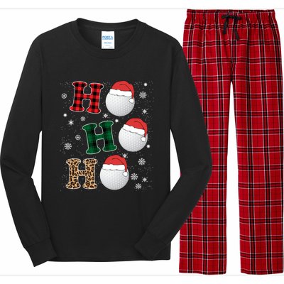 Ho Ho Ho Funny Santa Claus Golf Lovers Christmas Plaid Meaningful Gift Long Sleeve Pajama Set