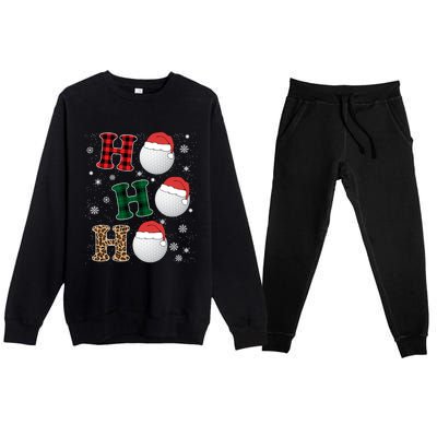 Ho Ho Ho Funny Santa Claus Golf Lovers Christmas Plaid Meaningful Gift Premium Crewneck Sweatsuit Set