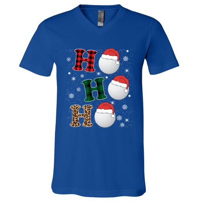 Ho Ho Ho Funny Santa Claus Golf Lovers Christmas Plaid Meaningful Gift V-Neck T-Shirt