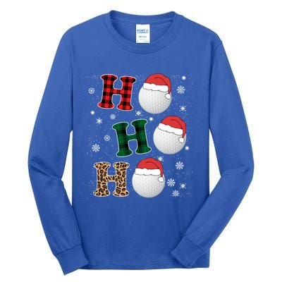 Ho Ho Ho Funny Santa Claus Golf Lovers Christmas Plaid Meaningful Gift Tall Long Sleeve T-Shirt