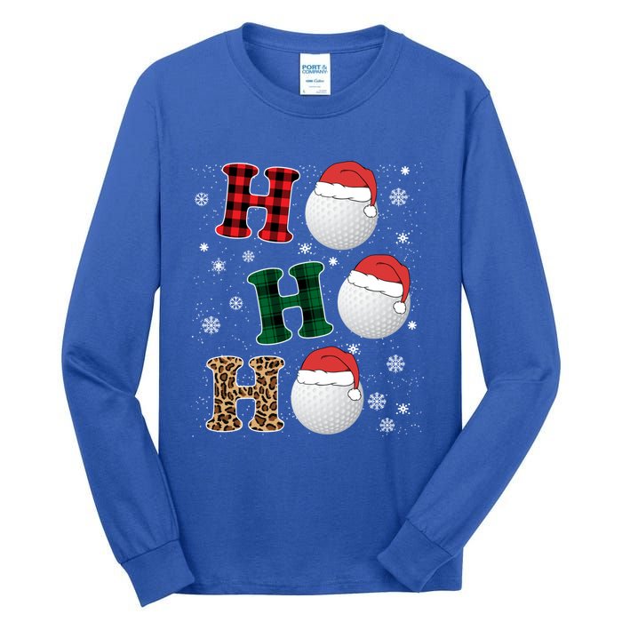 Ho Ho Ho Funny Santa Claus Golf Lovers Christmas Plaid Meaningful Gift Tall Long Sleeve T-Shirt