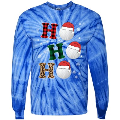 Ho Ho Ho Funny Santa Claus Golf Lovers Christmas Plaid Meaningful Gift Tie-Dye Long Sleeve Shirt