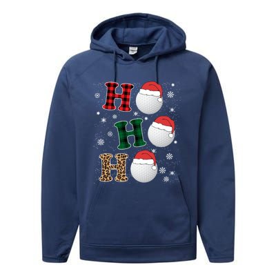 Ho Ho Ho Funny Santa Claus Golf Lovers Christmas Plaid Meaningful Gift Performance Fleece Hoodie