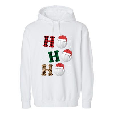 Ho Ho Ho Funny Santa Claus Golf Lovers Christmas Plaid Meaningful Gift Garment-Dyed Fleece Hoodie