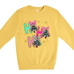 Ho Ho Ho Coquette Bow Christmas Tree Snowflake Xmas Holiday Cool Gift Premium Crewneck Sweatshirt