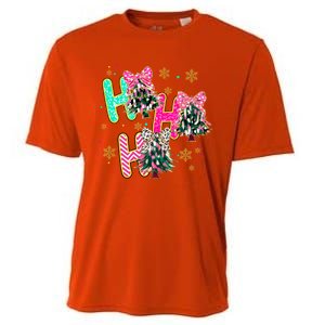 Ho Ho Ho Coquette Bow Christmas Tree Snowflake Xmas Holiday Cool Gift Cooling Performance Crew T-Shirt