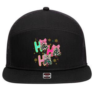 Ho Ho Ho Coquette Bow Christmas Tree Snowflake Xmas Holiday Cool Gift 7 Panel Mesh Trucker Snapback Hat