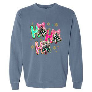 Ho Ho Ho Coquette Bow Christmas Tree Snowflake Xmas Holiday Cool Gift Garment-Dyed Sweatshirt