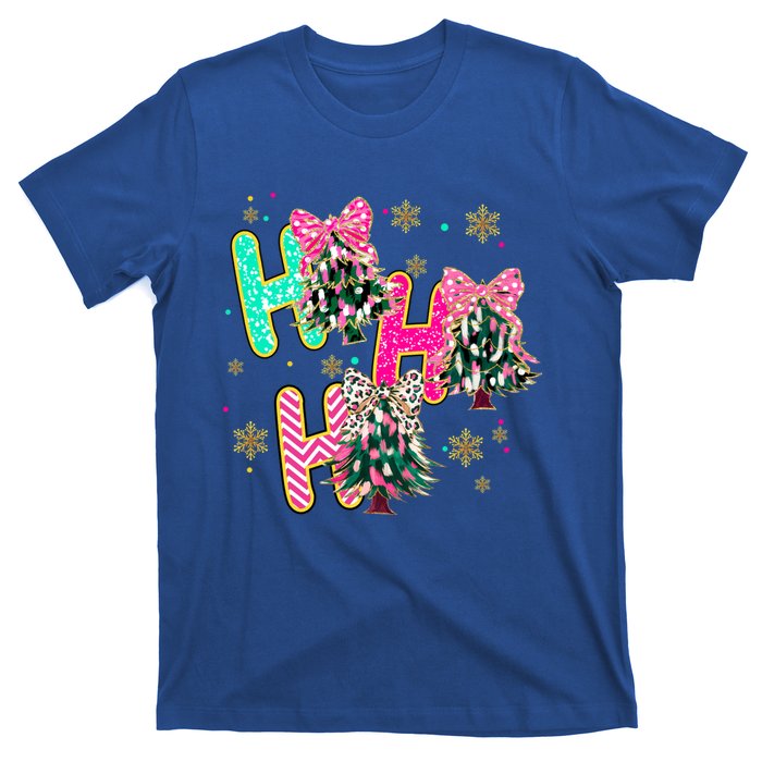 Ho Ho Ho Coquette Bow Christmas Tree Snowflake Xmas Holiday Cool Gift T-Shirt