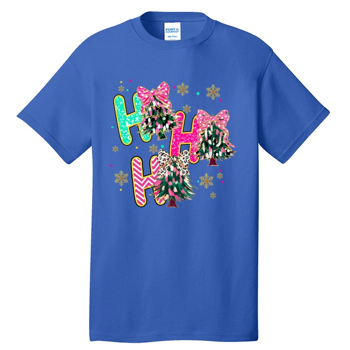 Ho Ho Ho Coquette Bow Christmas Tree Snowflake Xmas Holiday Cool Gift Tall T-Shirt