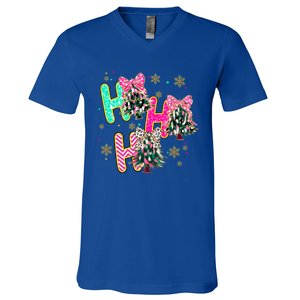 Ho Ho Ho Coquette Bow Christmas Tree Snowflake Xmas Holiday Cool Gift V-Neck T-Shirt