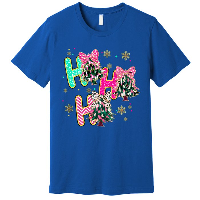 Ho Ho Ho Coquette Bow Christmas Tree Snowflake Xmas Holiday Cool Gift Premium T-Shirt