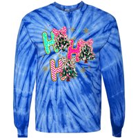 Ho Ho Ho Coquette Bow Christmas Tree Snowflake Xmas Holiday Cool Gift Tie-Dye Long Sleeve Shirt