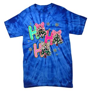 Ho Ho Ho Coquette Bow Christmas Tree Snowflake Xmas Holiday Cool Gift Tie-Dye T-Shirt