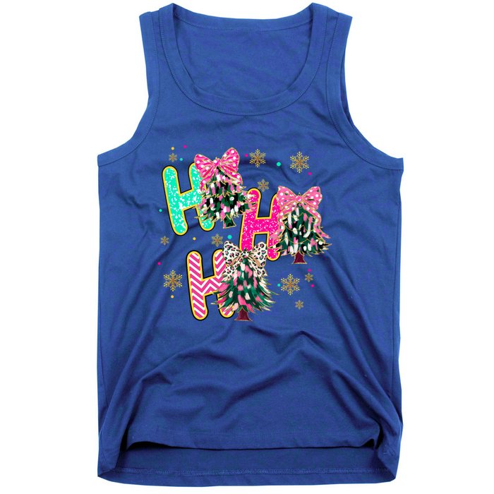 Ho Ho Ho Coquette Bow Christmas Tree Snowflake Xmas Holiday Cool Gift Tank Top