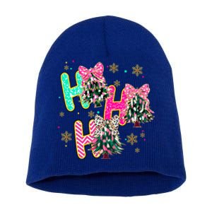 Ho Ho Ho Coquette Bow Christmas Tree Snowflake Xmas Holiday Cool Gift Short Acrylic Beanie