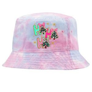 Ho Ho Ho Coquette Bow Christmas Tree Snowflake Xmas Holiday Cool Gift Tie-Dyed Bucket Hat