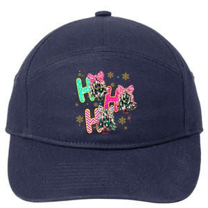 Ho Ho Ho Coquette Bow Christmas Tree Snowflake Xmas Holiday Cool Gift 7-Panel Snapback Hat