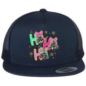 Ho Ho Ho Coquette Bow Christmas Tree Snowflake Xmas Holiday Cool Gift Flat Bill Trucker Hat