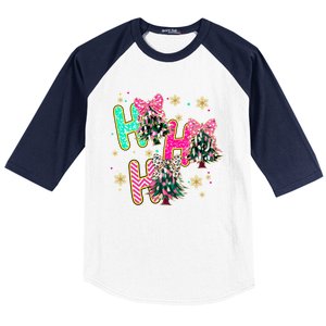 Ho Ho Ho Coquette Bow Christmas Tree Snowflake Xmas Holiday Cool Gift Baseball Sleeve Shirt