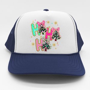 Ho Ho Ho Coquette Bow Christmas Tree Snowflake Xmas Holiday Cool Gift Trucker Hat