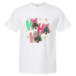 Ho Ho Ho Coquette Bow Christmas Tree Snowflake Xmas Holiday Cool Gift Garment-Dyed Heavyweight T-Shirt