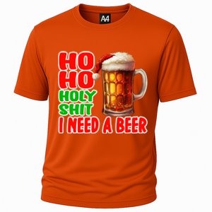 Ho Ho Holy Shit I Need A Beer Funny Christmas Ing Meaningful Gift Cooling Performance Crew T-Shirt