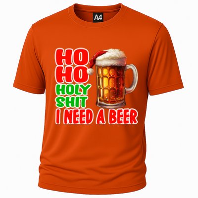 Ho Ho Holy Shit I Need A Beer Funny Christmas Ing Meaningful Gift Cooling Performance Crew T-Shirt