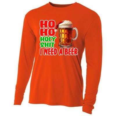 Ho Ho Holy Shit I Need A Beer Funny Christmas Ing Meaningful Gift Cooling Performance Long Sleeve Crew