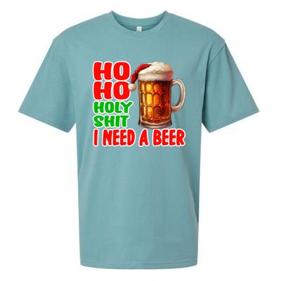 Ho Ho Holy Shit I Need A Beer Funny Christmas Ing Meaningful Gift Sueded Cloud Jersey T-Shirt