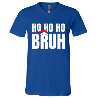 Ho Ho Ho Bruh Funny Christmas Holiday Teen Gift Santa Hat  V-Neck T-Shirt