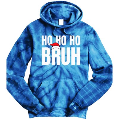 Ho Ho Ho Bruh Funny Christmas Holiday Teen Gift Santa Hat  Tie Dye Hoodie