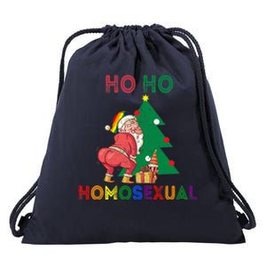 Ho Ho Ho Sexual Gay Santa LGBT Pride Rainbow Christmas Xmas Holiday Drawstring Bag