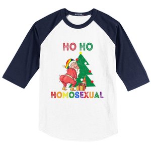 Ho Ho Ho Sexual Gay Santa LGBT Pride Rainbow Christmas Xmas Holiday Baseball Sleeve Shirt