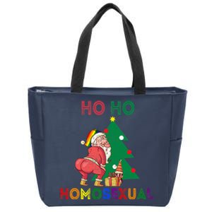 Ho Ho Ho Sexual Gay Santa LGBT Pride Rainbow Christmas Xmas Holiday Zip Tote Bag