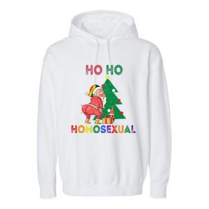 Ho Ho Ho Sexual Gay Santa LGBT Pride Rainbow Christmas Xmas Holiday Garment-Dyed Fleece Hoodie